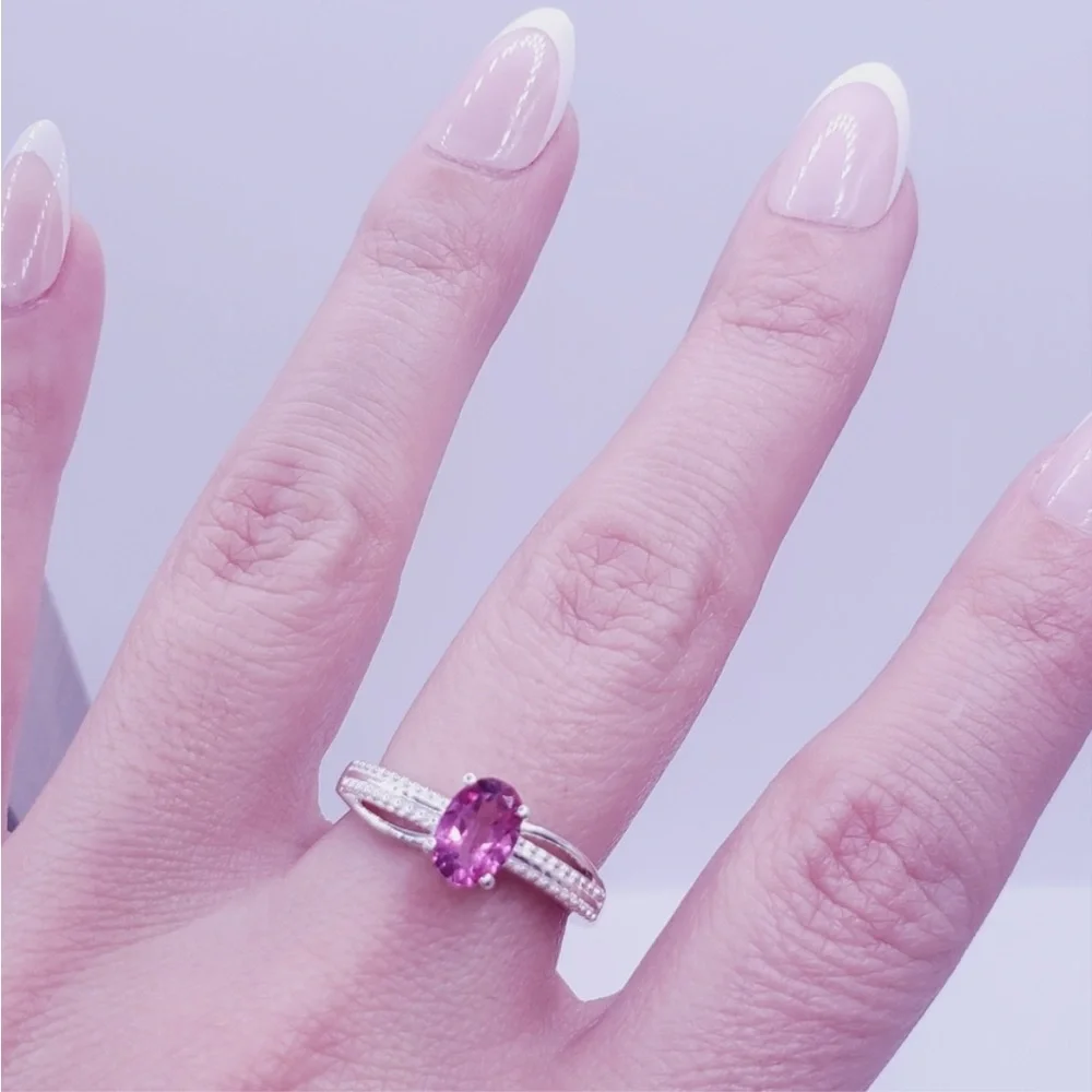 Genuine Oval .75 Carat Pink Topaz 925 Sterling Silver Solitaire Ring